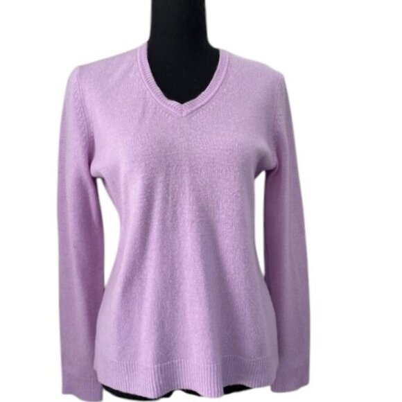 PECK and PECK Lilac Purple Cashmere V Neck Pullover Sweater Medium - Picture 1 of 11